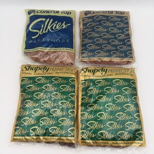 Vintage 4 Silkies Pantyhose Control Top Shape Enhancing Hosiery‎ Tall Taupe USA